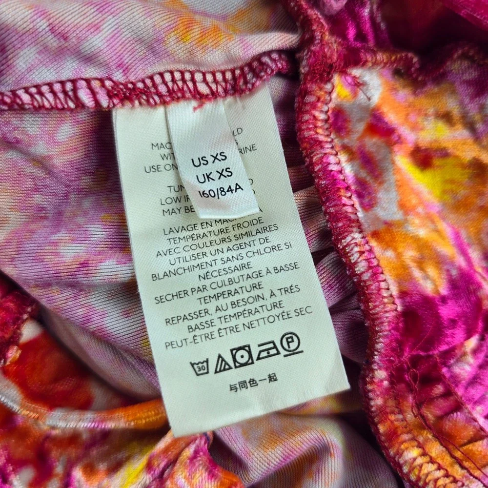 Free People -1853 Take A Break‎ Velvet Floral Orange Halter Top Blouse XS